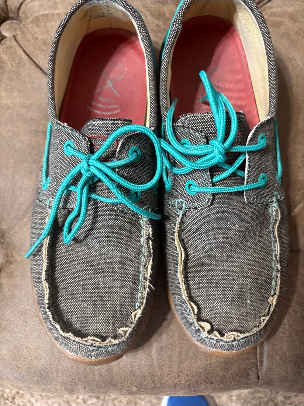 Twisted X Eco black/turquoise tie shoes , 7 1/2 W